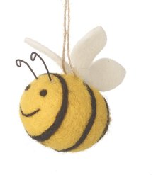 Add cozy charm to your home or garden with the Hanging Woollen Bee decoration.
