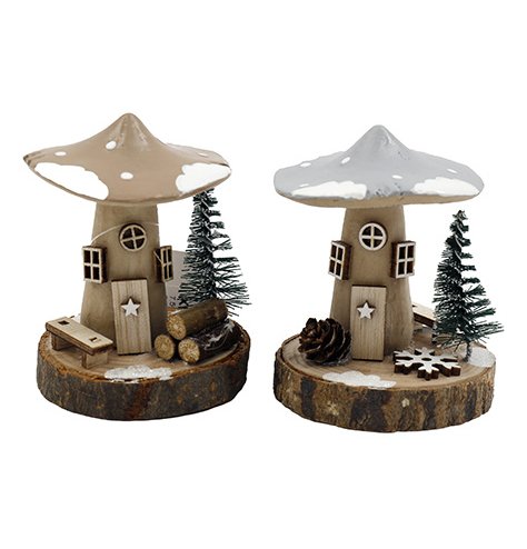 Delightful tiny toadstool houses on trees, ideal for adding a touch of whimsy to your space