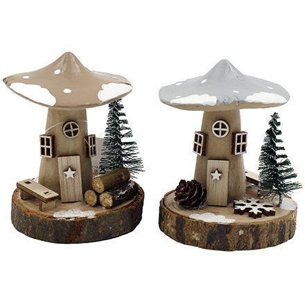 2/A Toadstool House Tree Deco, 7.5cm 