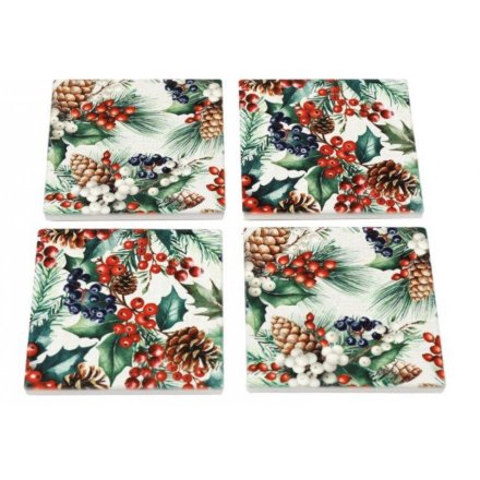 2/a Christmas Berries Coaster, 10cm 