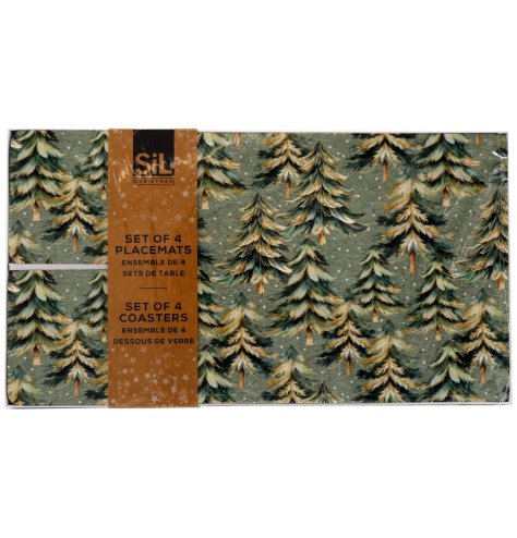 Infuse your dining space with peaceful woodland elegance using these stylish placemats and coasters