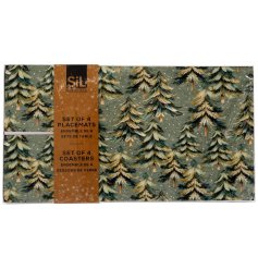 Add a peaceful forest feel to your dining experience with these stylish placemats and coasters
