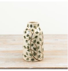 a charming leaf design tall vase 