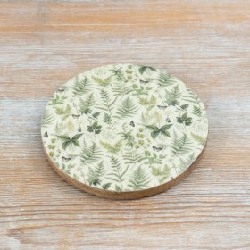 Charming serving plate featuring a lovely green fern pattern.