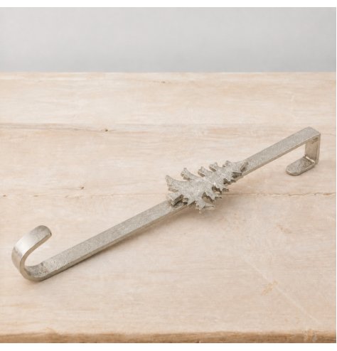 Chic raw nickel wreath hanger in aluminium, adding a rustic festive flair