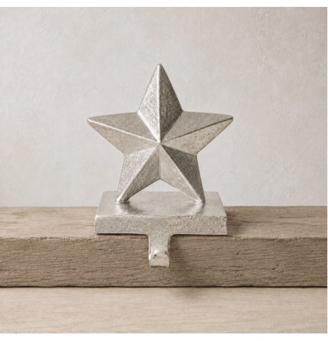 Charming silver star stocking holder to elegantly present your Christmas stockings