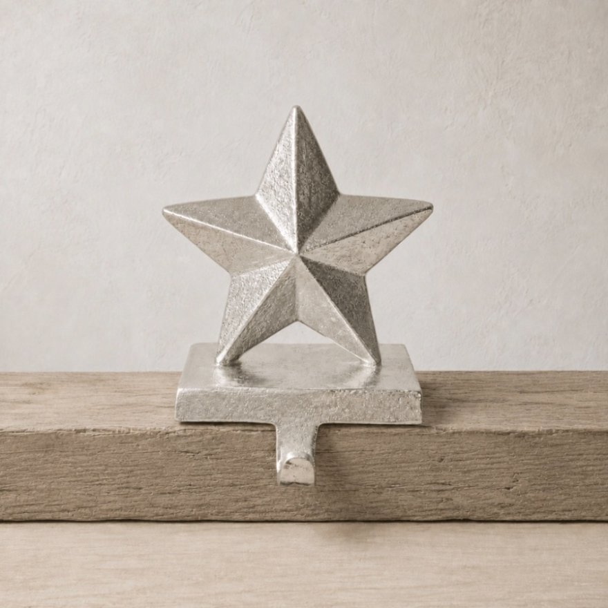 20cm Aluminium Stocking Hook with Silver Star