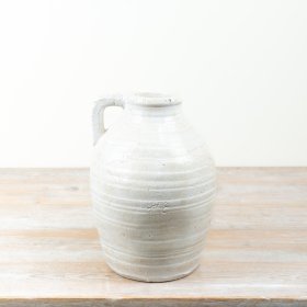 Chic white jug with a crisp textured design for a modern look.