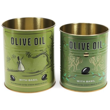 Medium Storage Tins S/2 - Grove Olive Oil, 13cm