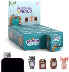 Add adorable charm to your phone with the Adoramals Axolotl, Sloth, Capybara & Cat 3D PVC Phone Charms