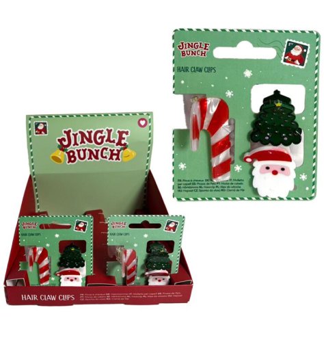 Bring holiday cheer with the Jingle Bunch Set of 3 festive mini hair claw clips.