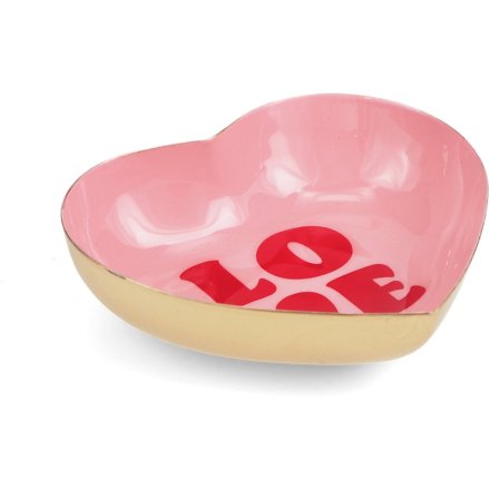 Add a touch of romance with this heart-shaped enamel trinket dish