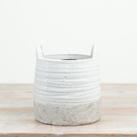 a delightful two-tone textured planter with a beautiful glazed finish