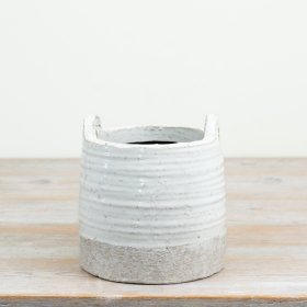 elegant textured ceramic planter featuring convenient side handles