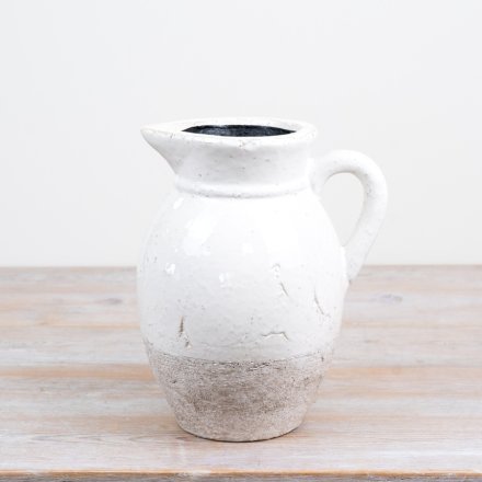 Natural Two Tone Textured & Glazed  Vase , 25cm 