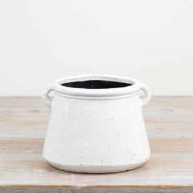 a delightful glazed flower pot with practical handles