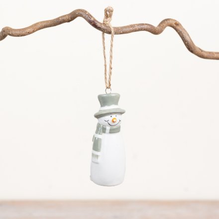 Hanging Snowman Ornament, 8cm 
