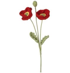 Handcrafted crochet poppy flower in rich, deep red color.