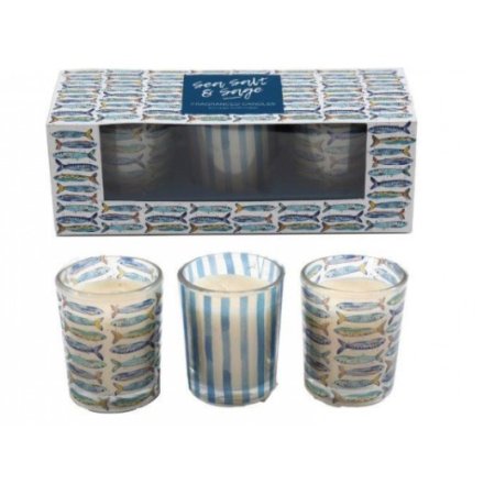 S/3 Sardines Candle Pots, 16.8cm