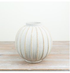 a charming terracotta  cream ballon style vase 