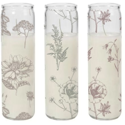 20cm Floral Tube Candle, 3/A 