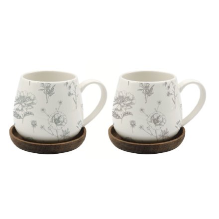 8.5cm Flower Mug and Coaster Set
