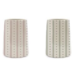 Delightful pastel vases with stripes and heart accents to freshen up your décor