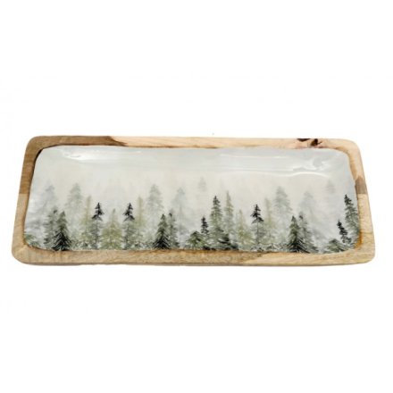 Tray with Enamel Tree Print, 38cm 