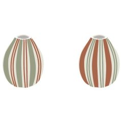 Brighten your home with orchard-inspired hues in these delightful striped bud vases