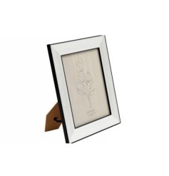 Modern 8x10 white frame with black Perspex edges, blending sleek style and timeless elegance.