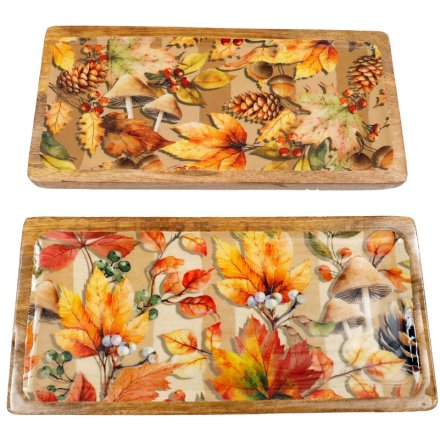 40cm Autumn Enamelled Tray. 2/A 