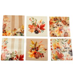 Protect your surfaces in style with this charming Autumn Print Coaster