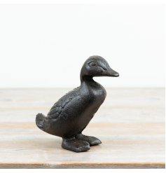 Charming rustic cast iron duck ornament for timeless home elegance