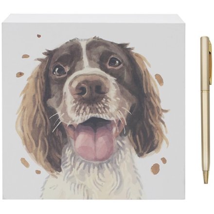 Keep your notes paws-itively organised with this delightful Springer Spaniel memo block