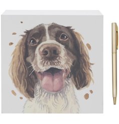 Keep your notes paws-itively organised with this delightful Springer Spaniel memo block