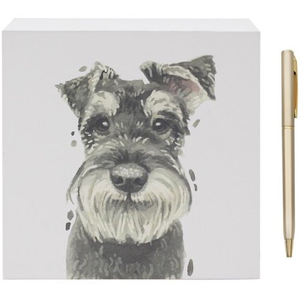 Keep thoughts pawsitively organised with this adorable Schnauzer memo block
