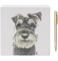Keep thoughts pawsitively organised with this adorable Schnauzer memo block