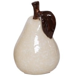 Stylish white glazed ceramic pear perfect for adding a chic accent to your home décor