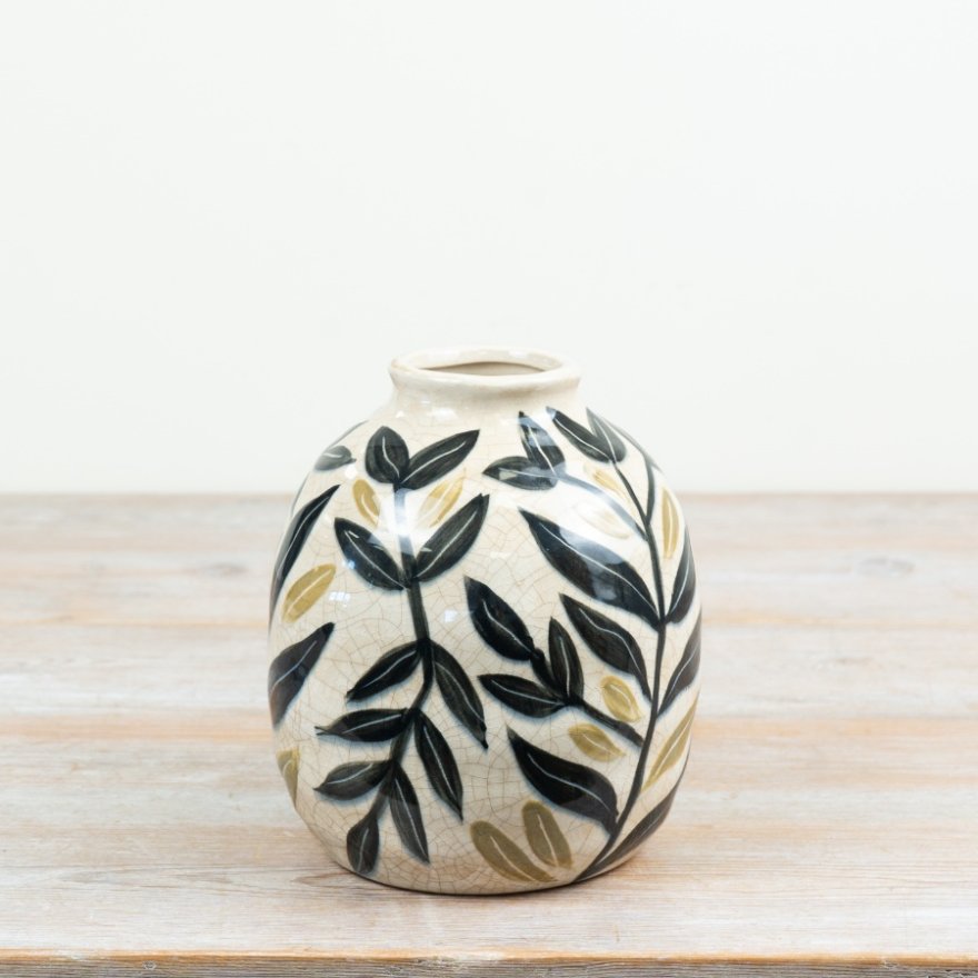 17.5cm Leafy Glazed Vase