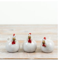 a fun chicken trio ornaments 