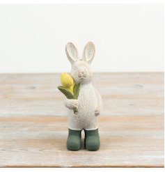 a charming bunny tulip figurine