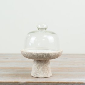 stylish cement and glass cloche for showcasing your cakes and treats