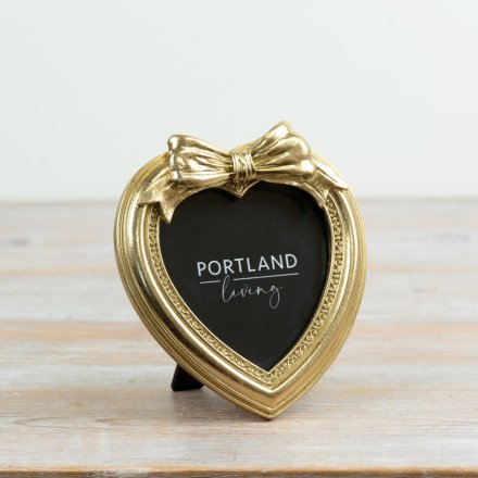 4x4" Gold Heart Shape Photo Frame, 14cm 