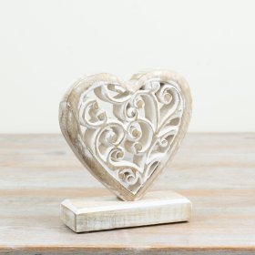 Delicate whitewashed heart ornament ideal for a gentle hint of romance