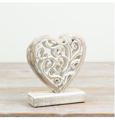 Pretty romantic white washed heart ornament perfect for adding a subtle touch of love