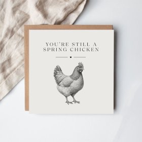 Share a cheerful note with this delightful spring chicken greeting card