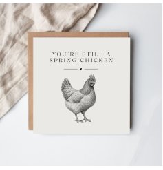 Share a fresh and cheerful note with this delightful spring chicken card