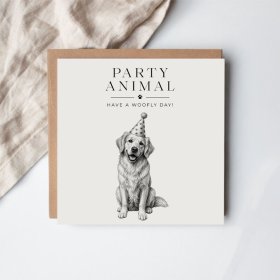 Send joyful birthday wishes with this delightful Party Animal dog design