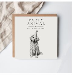 Send a delightful birthday greeting with this adorable Party Animal dog design