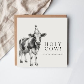 Share a cheerful and funny message with our delightful Holy Cow card